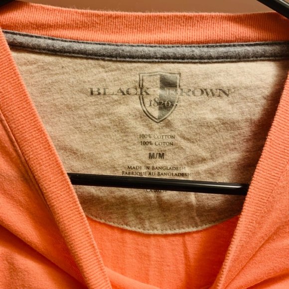 Black Brown Men's Medium Soft Tee V-Neck Orange - Picture 2 of 3